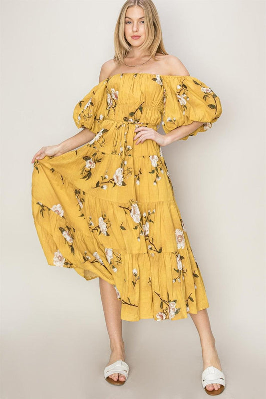 HYFVE Floral Puff Sleeve Tiered Dress Carauana Store