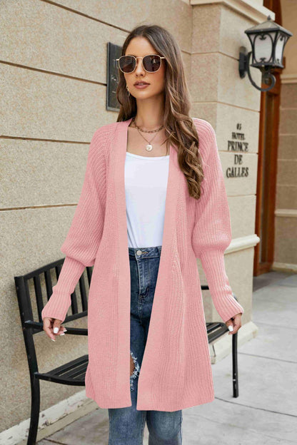 Open Front Lantern Sleeve Cardigan Carauana Store