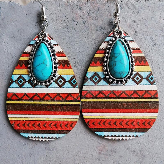 Artificial Turquoise Geometric Teardrop Earrings Carauana Store