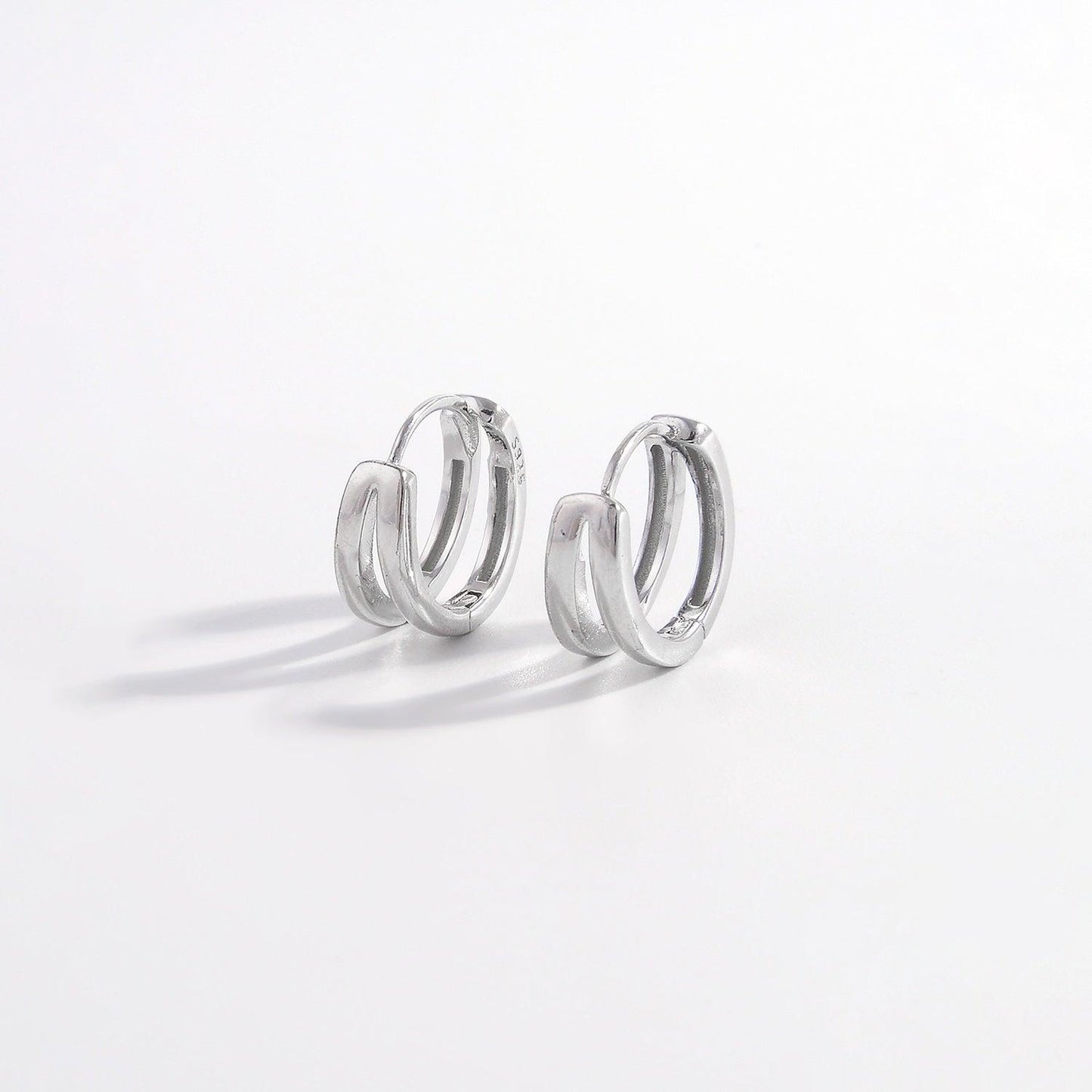 925 Sterling Silver Inlaid Zircon Huggie Earrings Carauana Store
