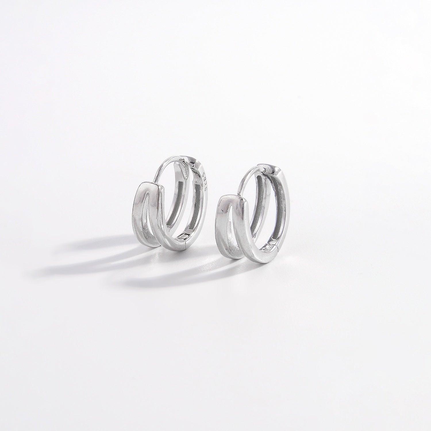 925 Sterling Silver Inlaid Zircon Huggie Earrings Carauana Store