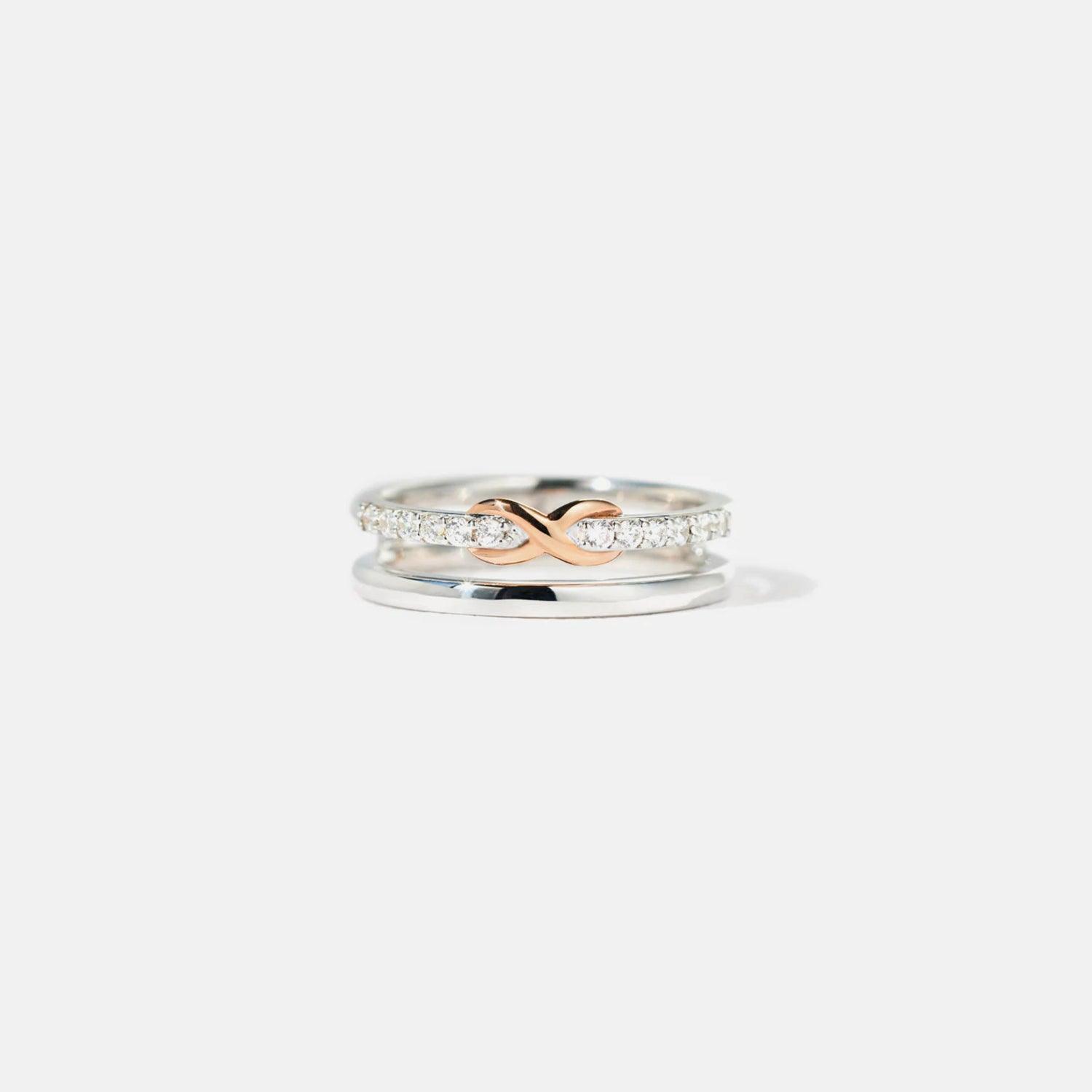 Double-Layered Zircon 925 Sterling Silver Ring Carauana Store