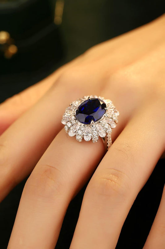 5 Carat Lab-Grown Sapphire Flower Shape Ring Carauana Store