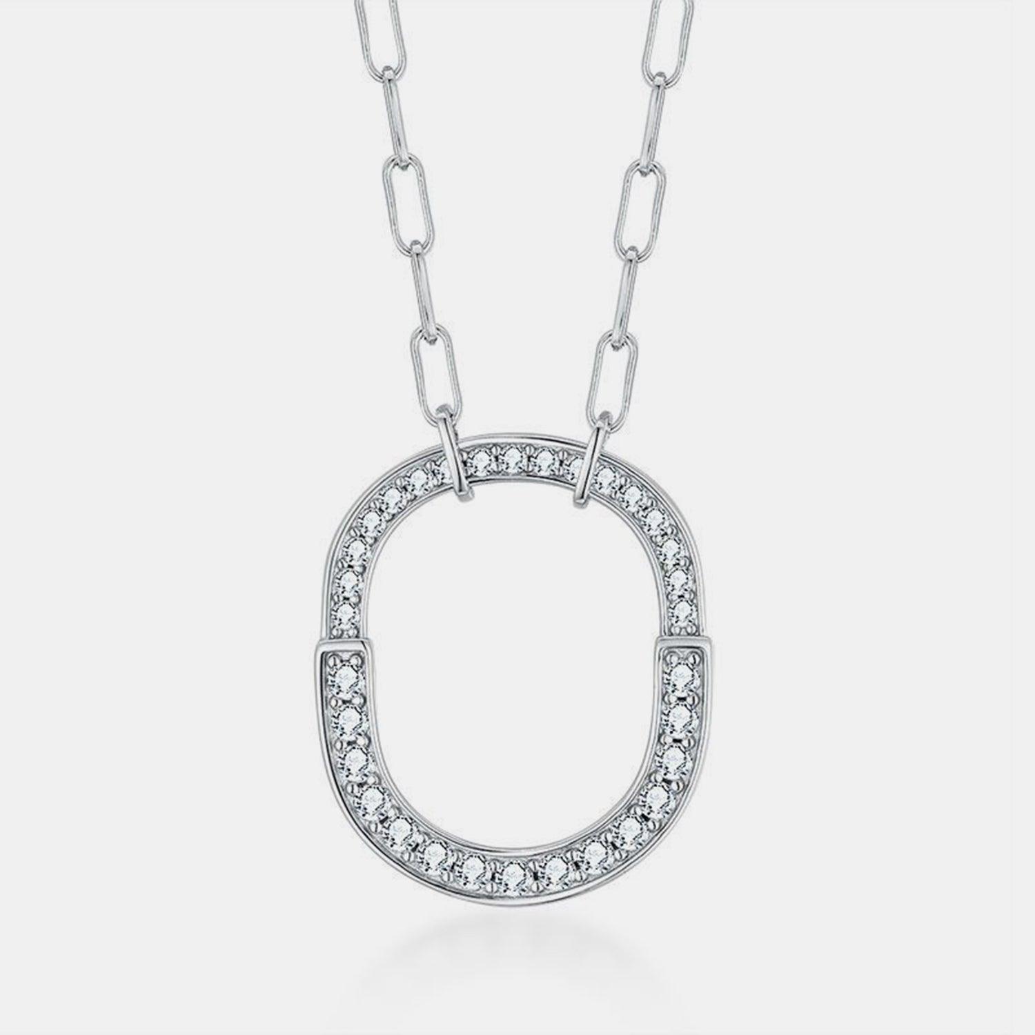 925 Sterling Silver Inlaid Moissanite Pendant Necklace Carauana Store