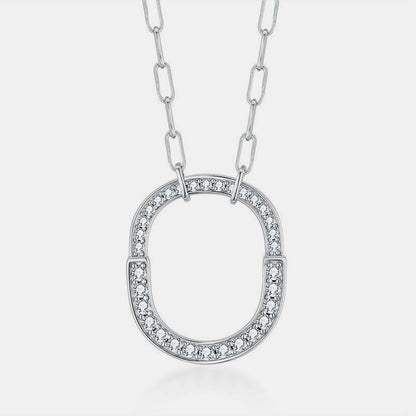 925 Sterling Silver Inlaid Moissanite Pendant Necklace Carauana Store