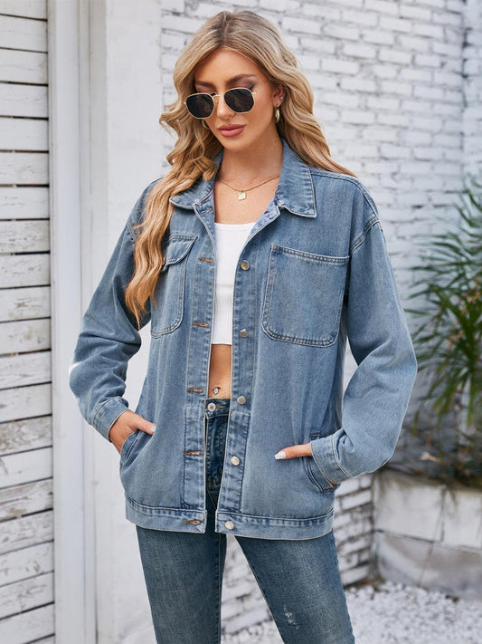 Pocketd Button Up Detachable Hooded Denim Jacket Carauana Store