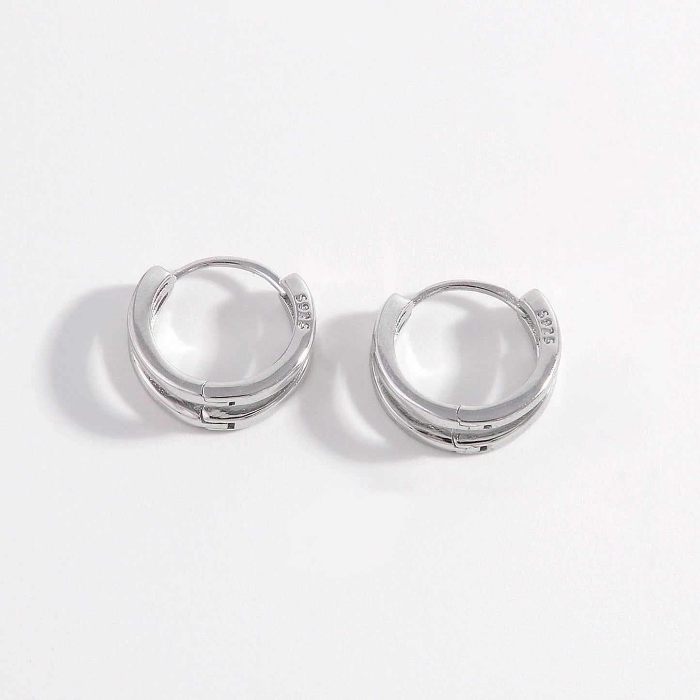 925 Sterling Silver Inlaid Zircon Huggie Earrings Carauana Store