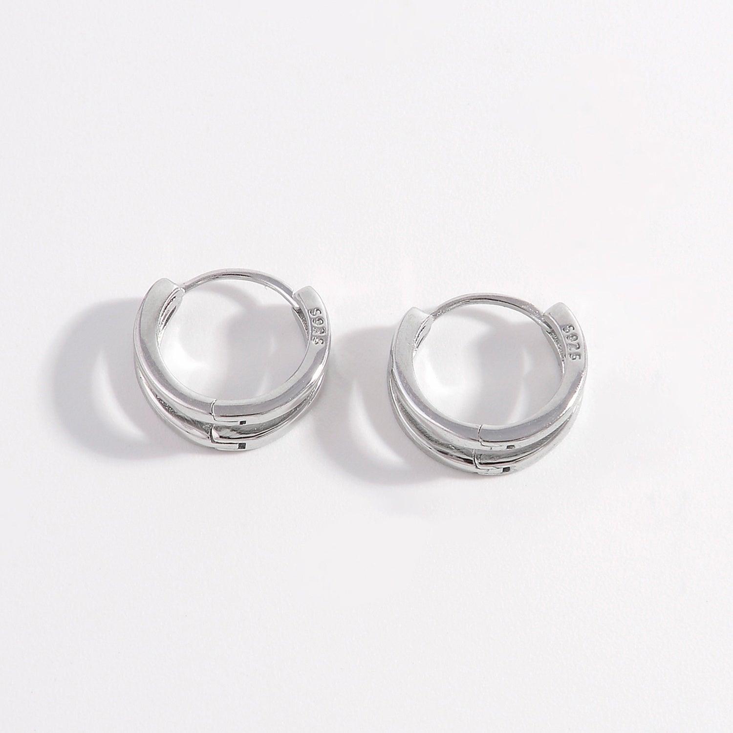 925 Sterling Silver Inlaid Zircon Huggie Earrings Carauana Store