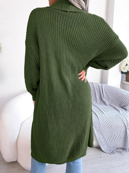 Open Front Dropped Shoulder Longline Cardigan Carauana Store