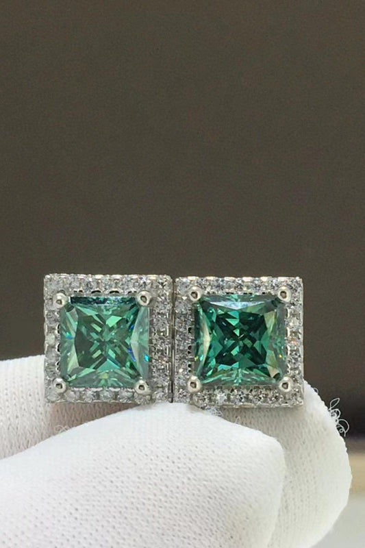 2 Carat Moissanite Square Stud Earrings Carauana Store
