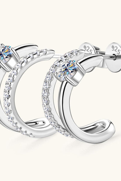 Moissanite 925 Sterling Silver C-Hoop Earrings Carauana Store