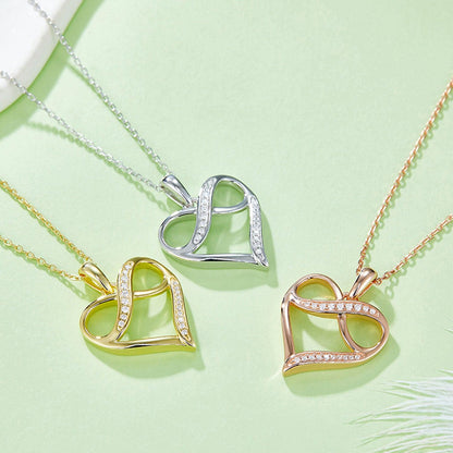 Moissanite 925 Sterling Silver Heart Necklace Carauana Store
