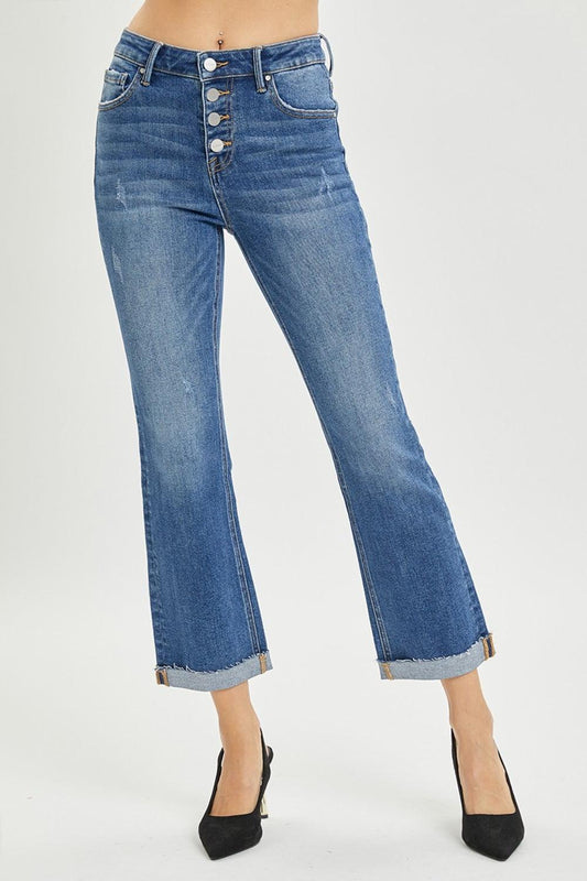 RISEN Full Size Button Fly Cropped Bootcut Jeans Carauana Store
