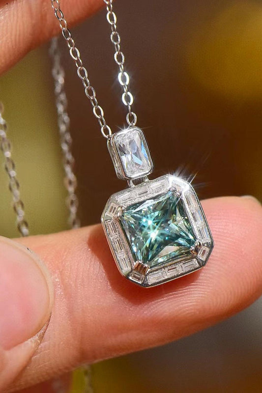 2 Carat Moissanite Square Pendant Necklace Carauana Store