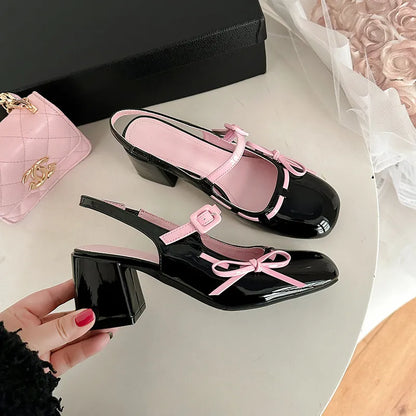 Round Toe Block Heels Loafers Carauana Store