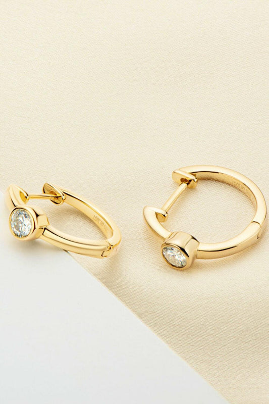 18k Gold-Plated Inlaid Moissanite Huggie Earrings Carauana Store