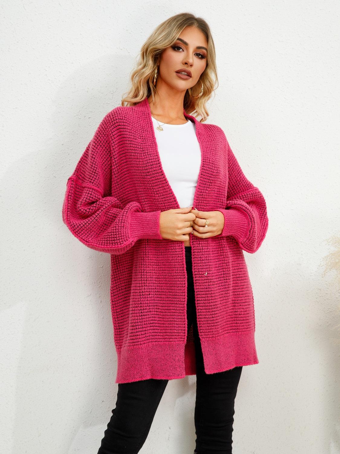 Open Front Dropped Shoulder Cardigan Carauana Store