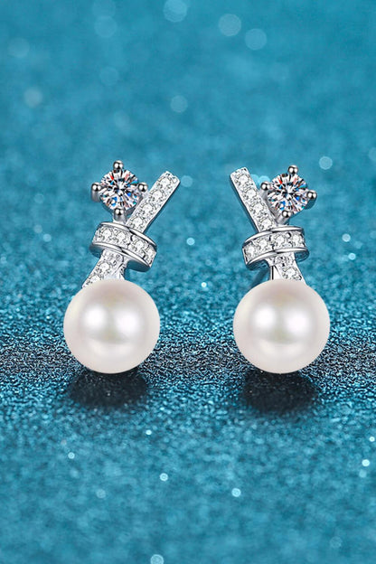 Pearl Moissanite Stud Earrings Carauana Store