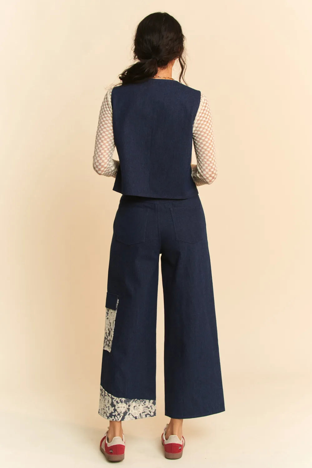 Davi & Dani Lace Applique Wide Leg Jeans Carauana Store