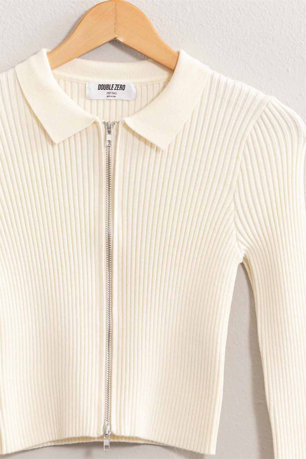 HYFVE Ribbed Double Zip Cropped Cardigan Carauana Store