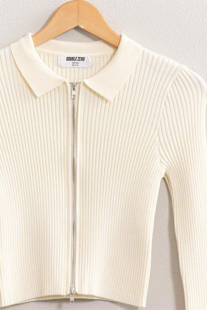 HYFVE Ribbed Double Zip Cropped Cardigan Carauana Store