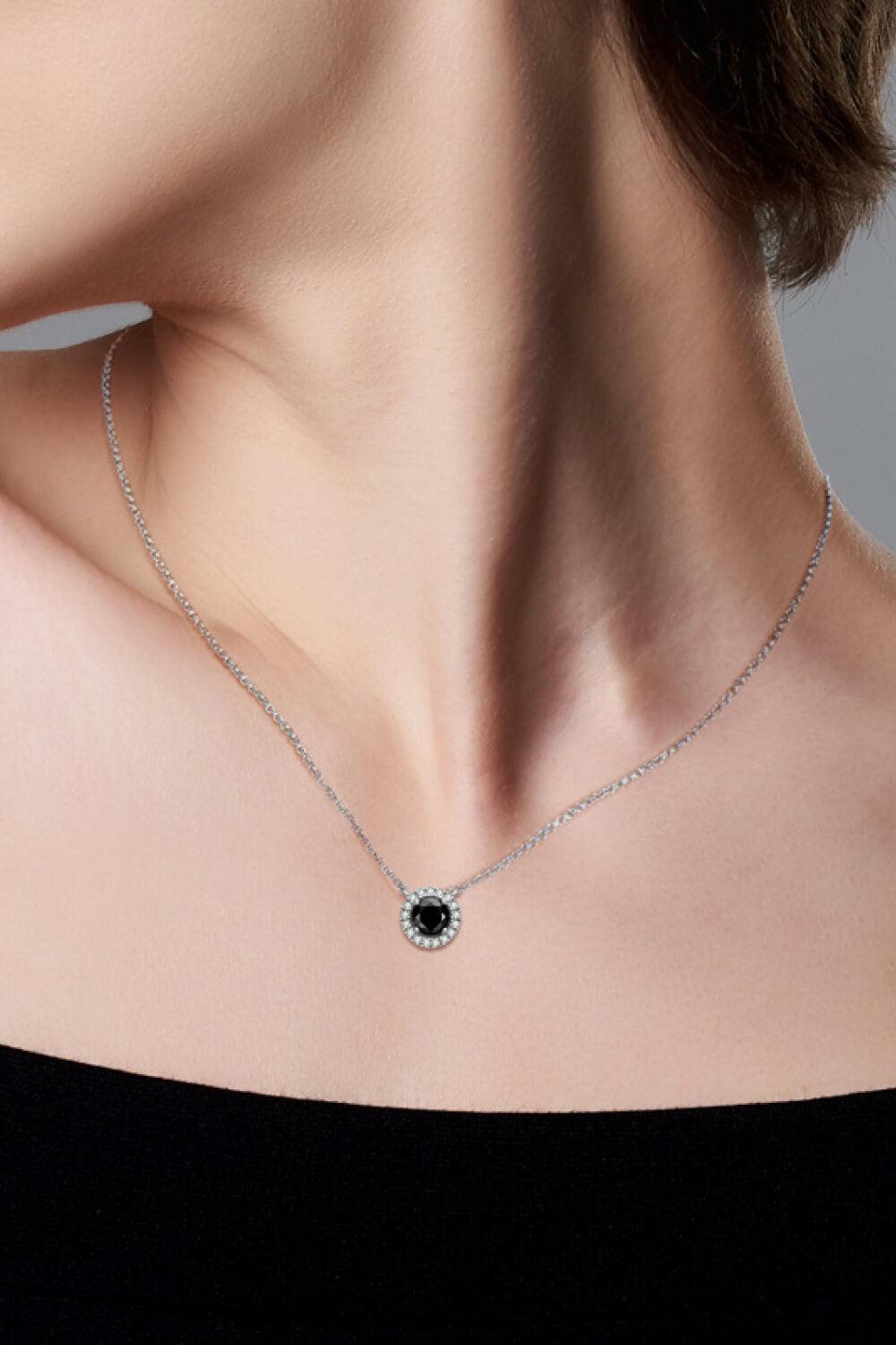 Two-Tone 1 Carat Moissanite Round Pendant Necklace Carauana Store