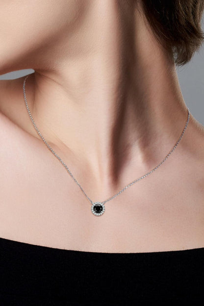 Two-Tone 1 Carat Moissanite Round Pendant Necklace Carauana Store