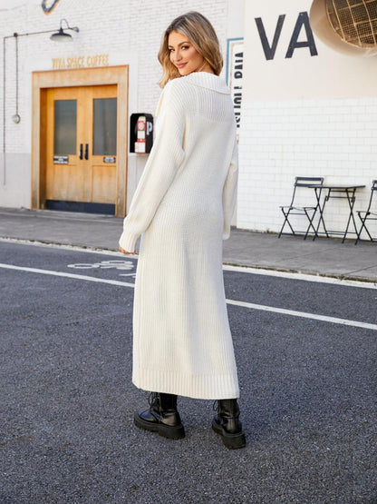 Full Size Collared Open Front Duster Cardigan Carauana Store