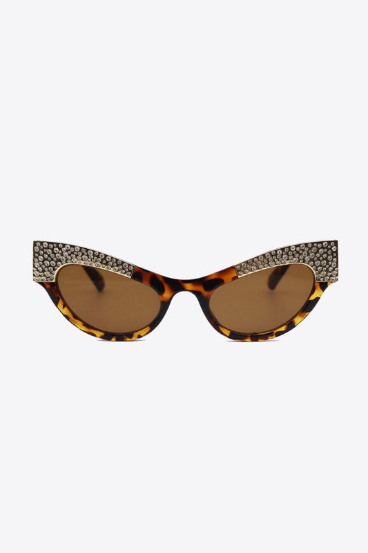 UV400 Rhinestone Trim Cat-Eye Sunglasses Carauana Store