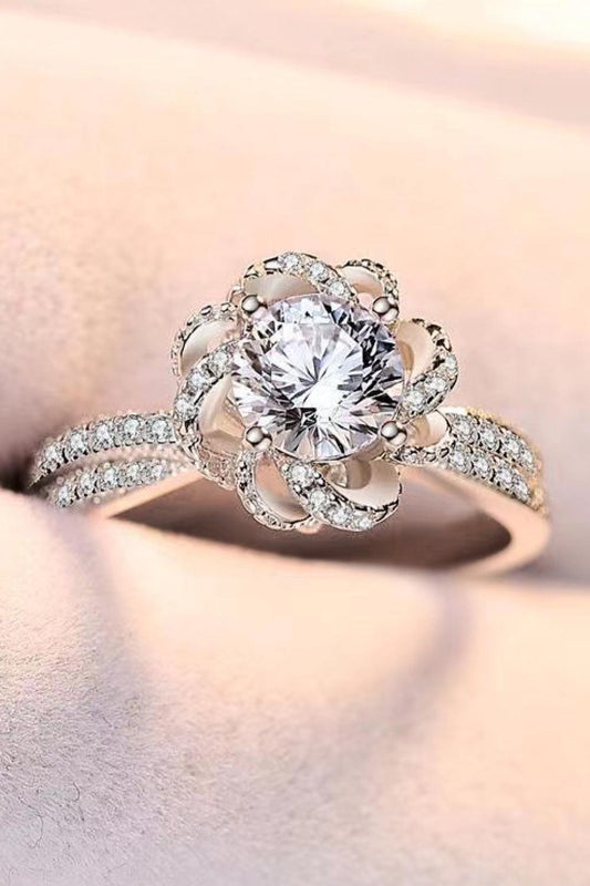 2 Carat Moissanite Floral Platinum-Plated Ring Carauana Store