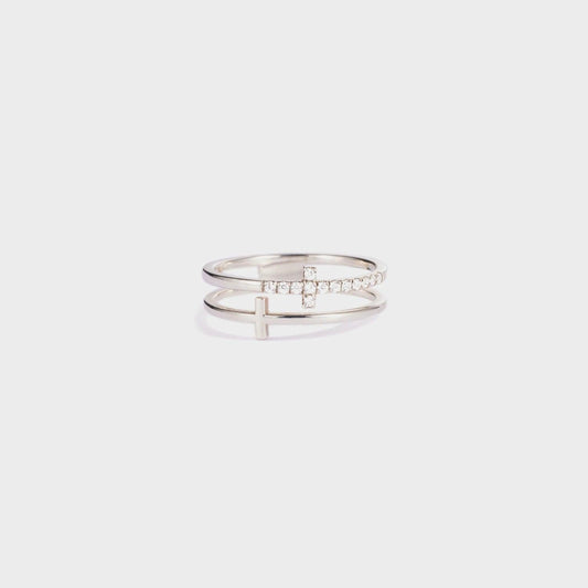925 Sterling Silver Double Cross Ring Carauana Store