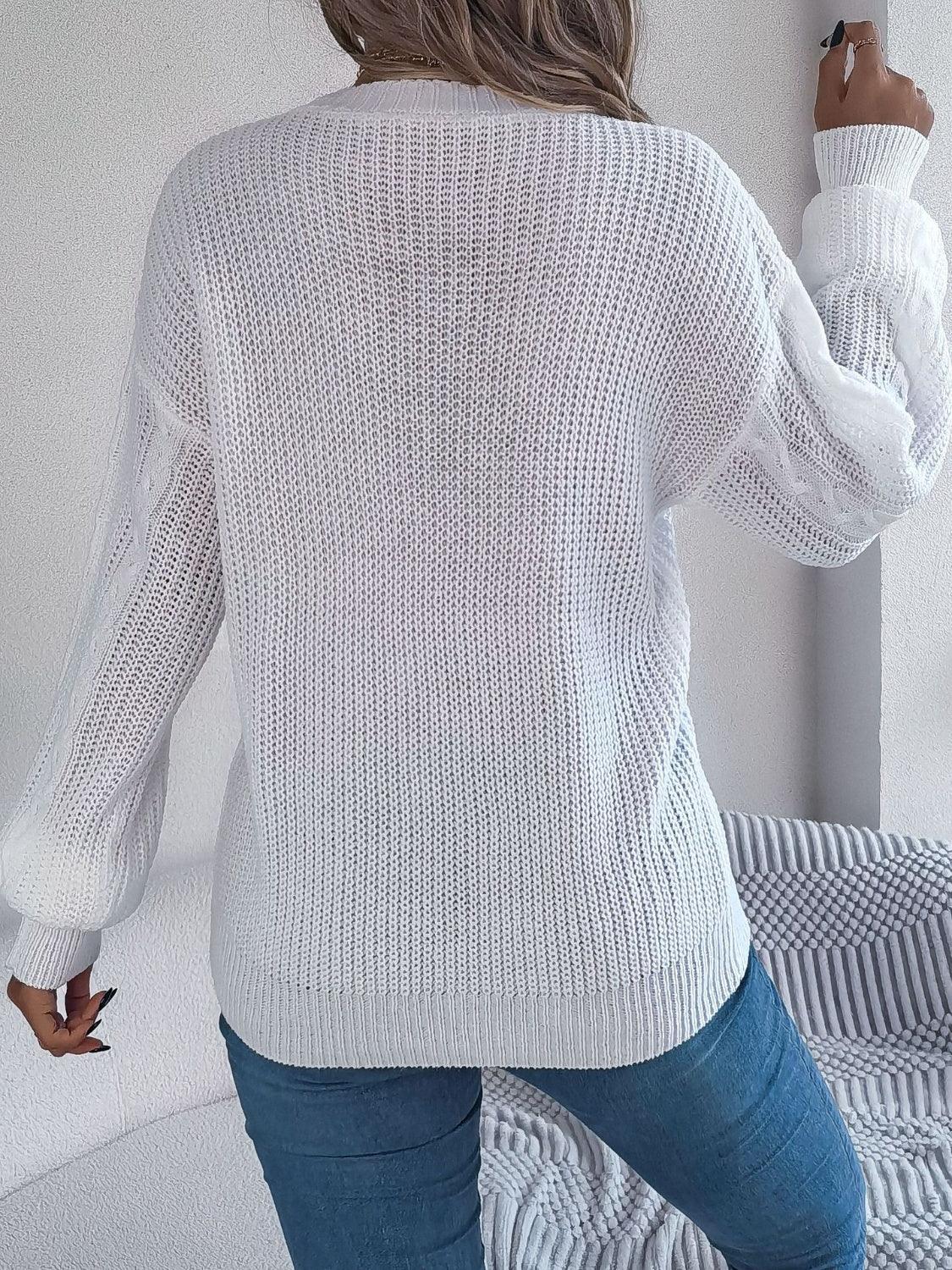 Cable-Knit Long Sleeve Cardigan Carauana Store