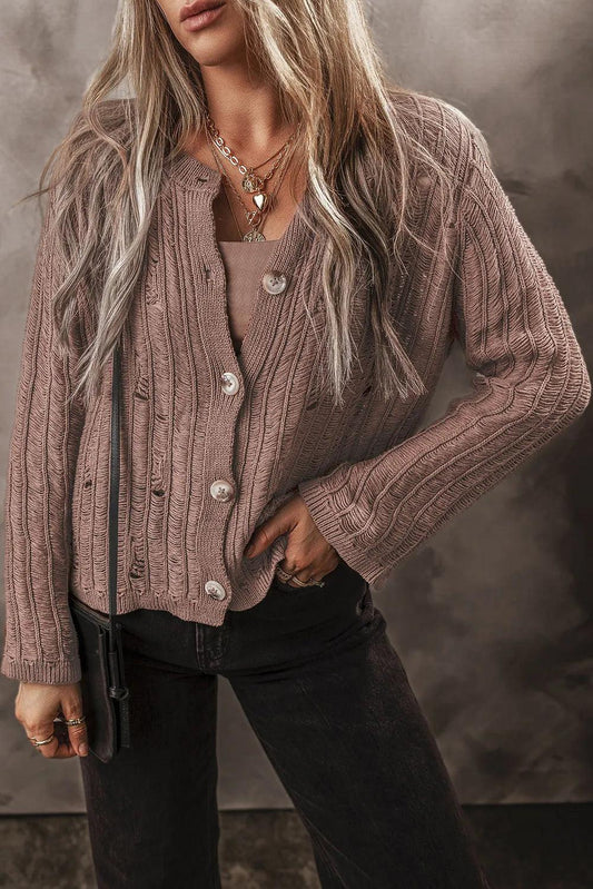 Button Up Long Sleeve Cardigan Carauana Store