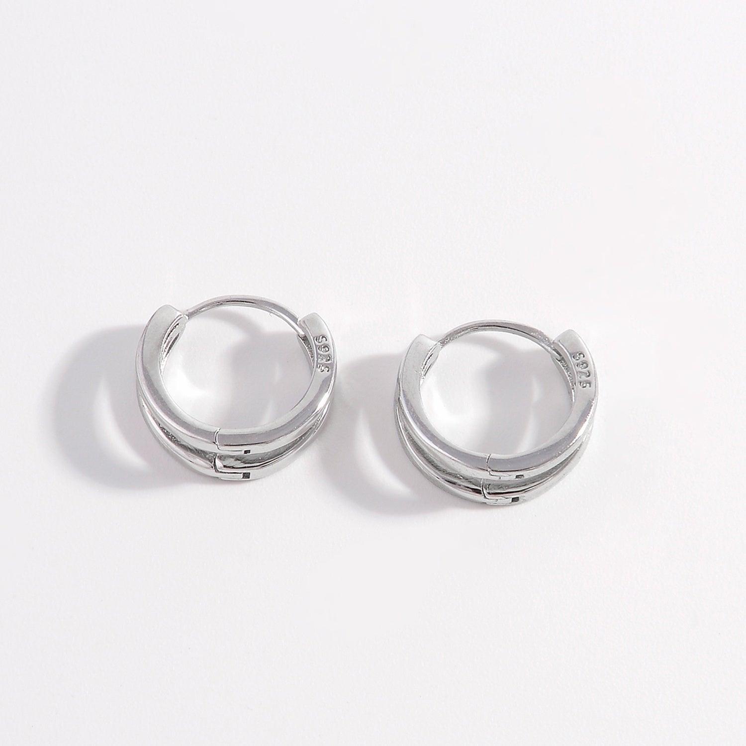 925 Sterling Silver Inlaid Zircon Huggie Earrings Carauana Store