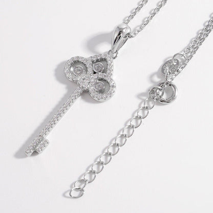 925 Sterling Silver Inlaid Zircon Key Shape Necklace Carauana Store