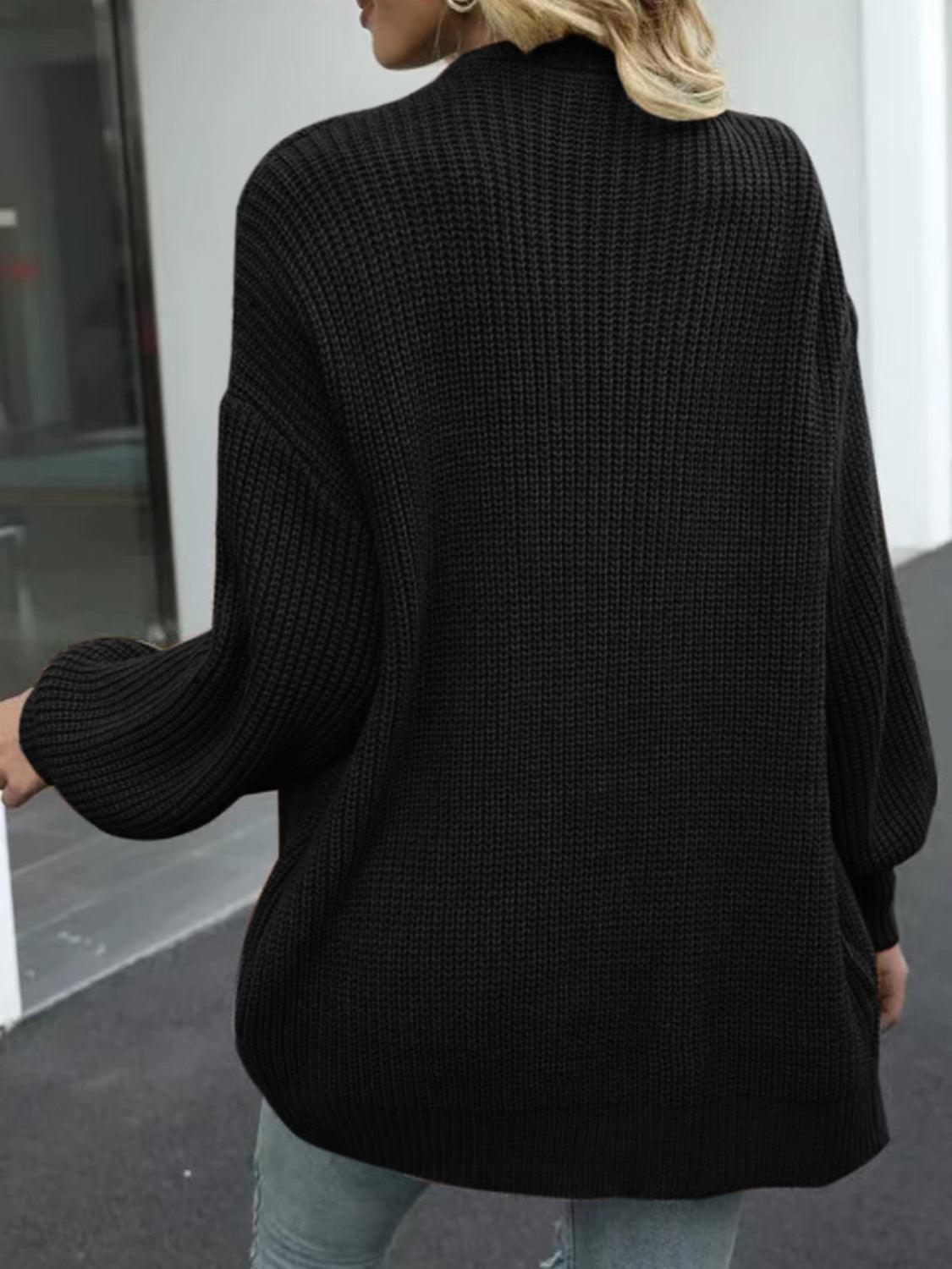 Drop Shoulder Balloon Sleeve Cardigan Carauana Store
