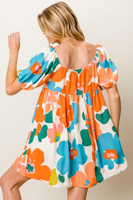 BiBi Floral Puff Sleeve Mini Dress Carauana Store