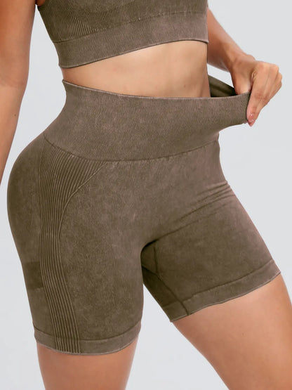 Washed High Waist Active Shorts Carauana Store
