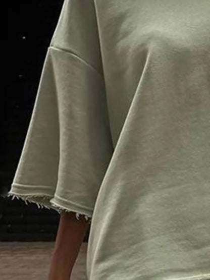 Pocketed Round Neck Half Sleeve Top and Shorts Set Carauana Store