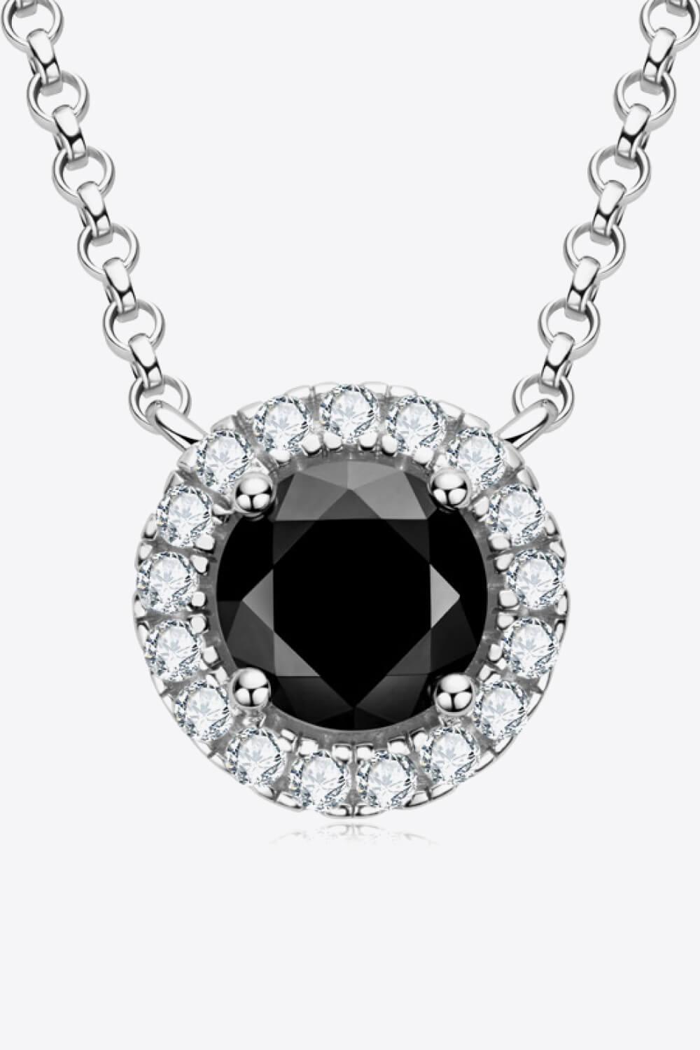 Two-Tone 1 Carat Moissanite Round Pendant Necklace Carauana Store