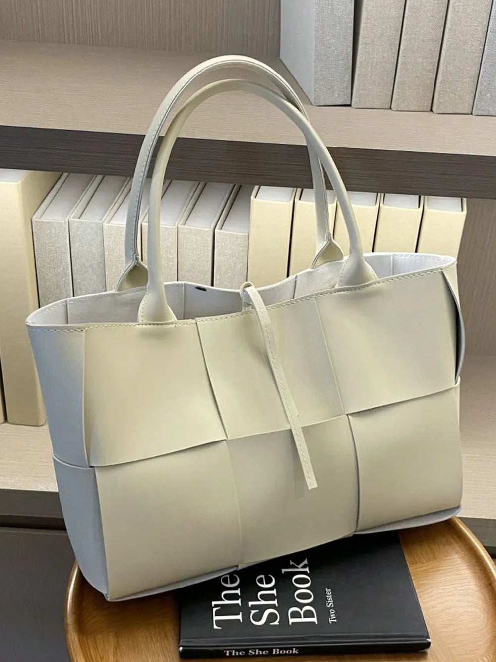 PU Leather Woven Handbag and Clutch Set Carauana Store