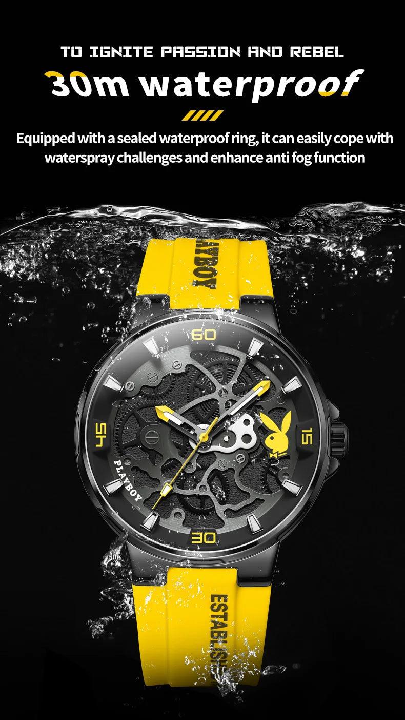 American PlayBoy Fashion Casual Men's Watch - Luxury Waterproof Luminous Quartz Wristwatch High Quality