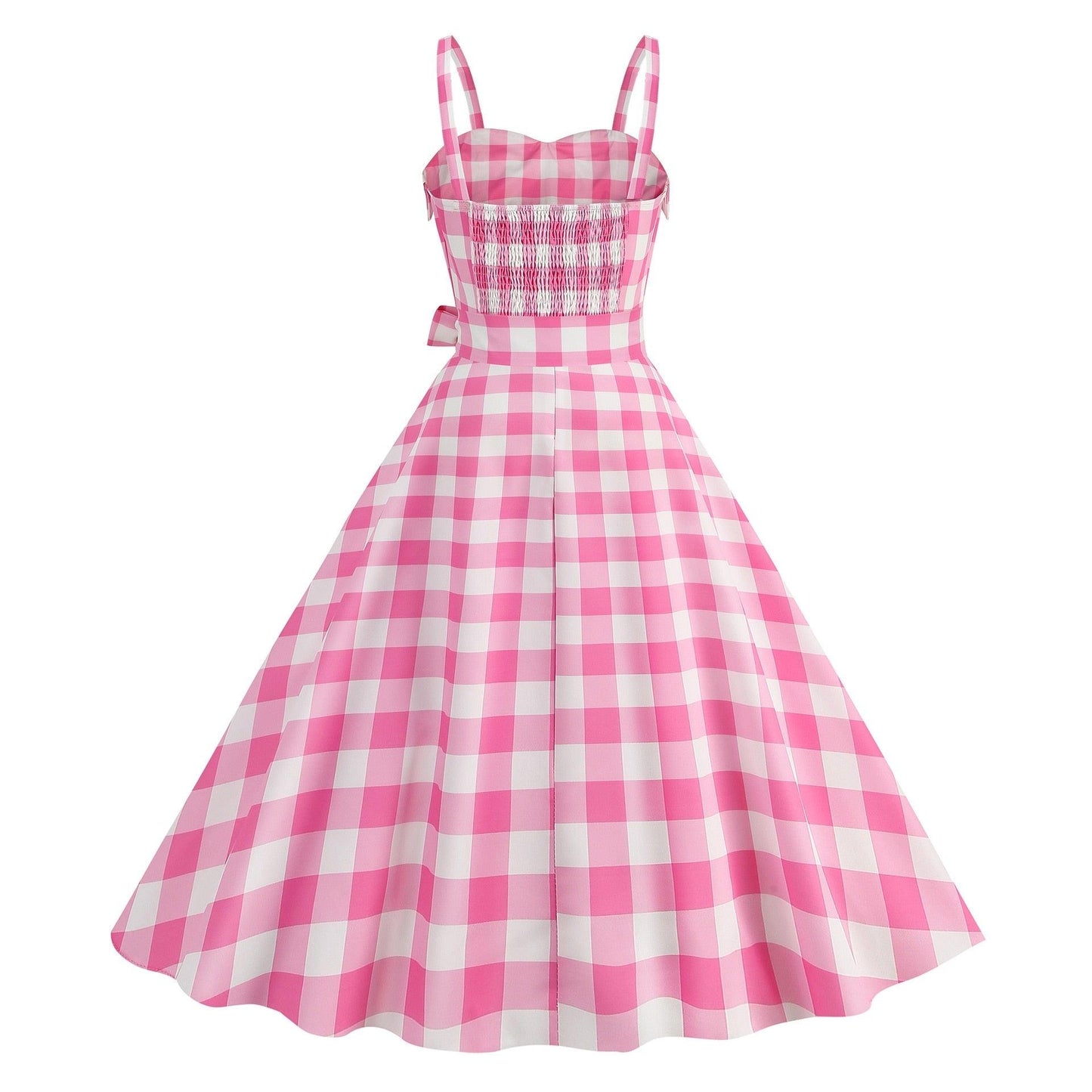 Barbie pink Dress - with a pink plaid pattern 2023 - trendy Strapless Cocktail Rockabilly Party Swing Sweet Girls for cocktail parties and rockabilly events