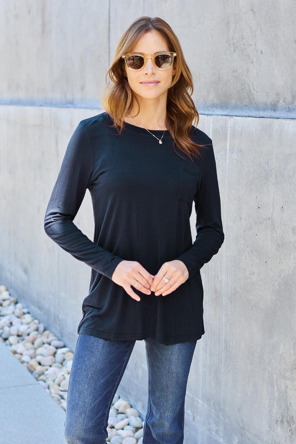 Basic Bae Full Size Round Neck Long Sleeve Top Carauana Store