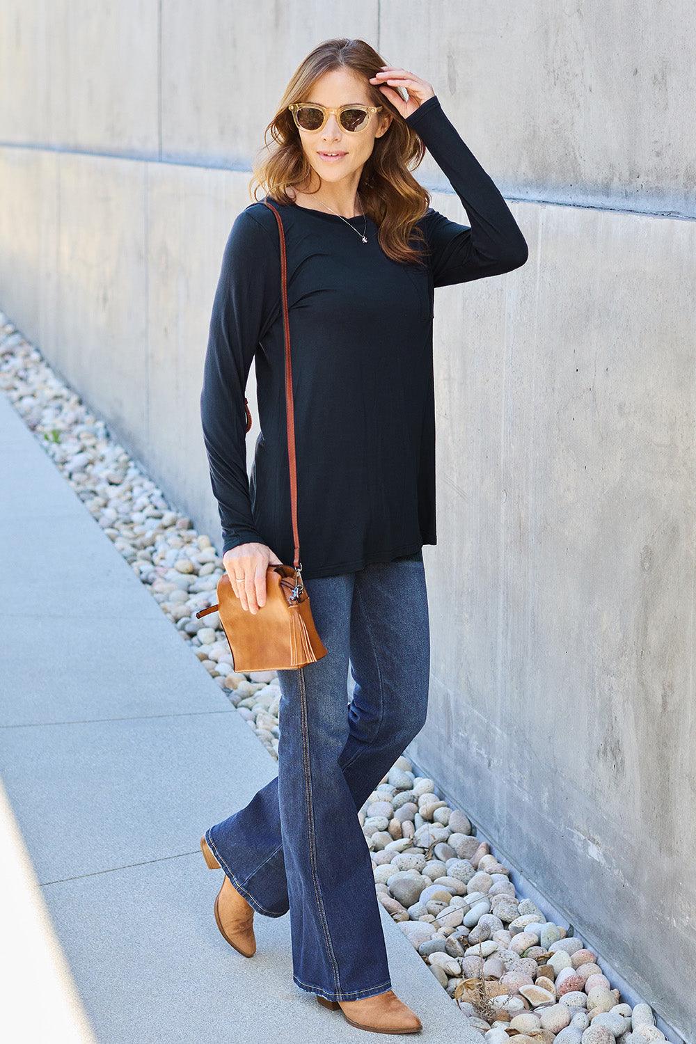 Basic Bae Full Size Round Neck Long Sleeve Top Carauana Store