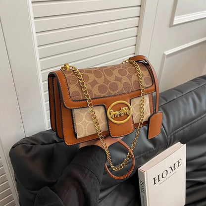 CaRaUaNa iconic Retro Shoulder Bag coffe and beige