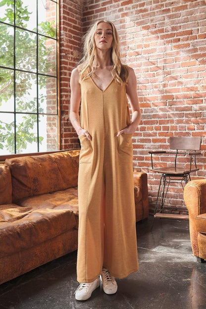 Ces Femme V-Neck Sleeveless Wide Leg Jumpsuit Carauana Store