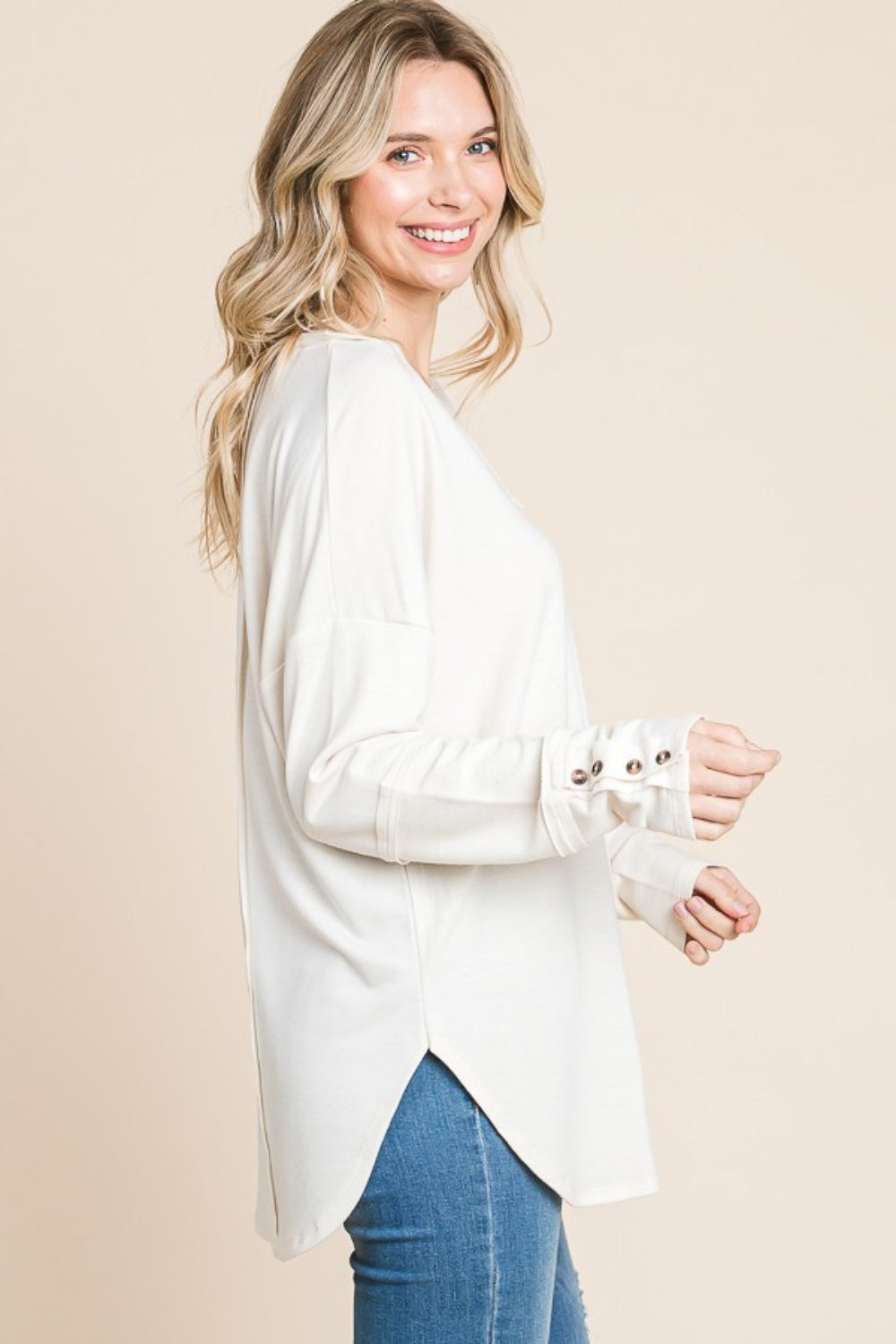 Culture Code Full Size V-Neck Dropped Shoulder Blouse Carauana Store