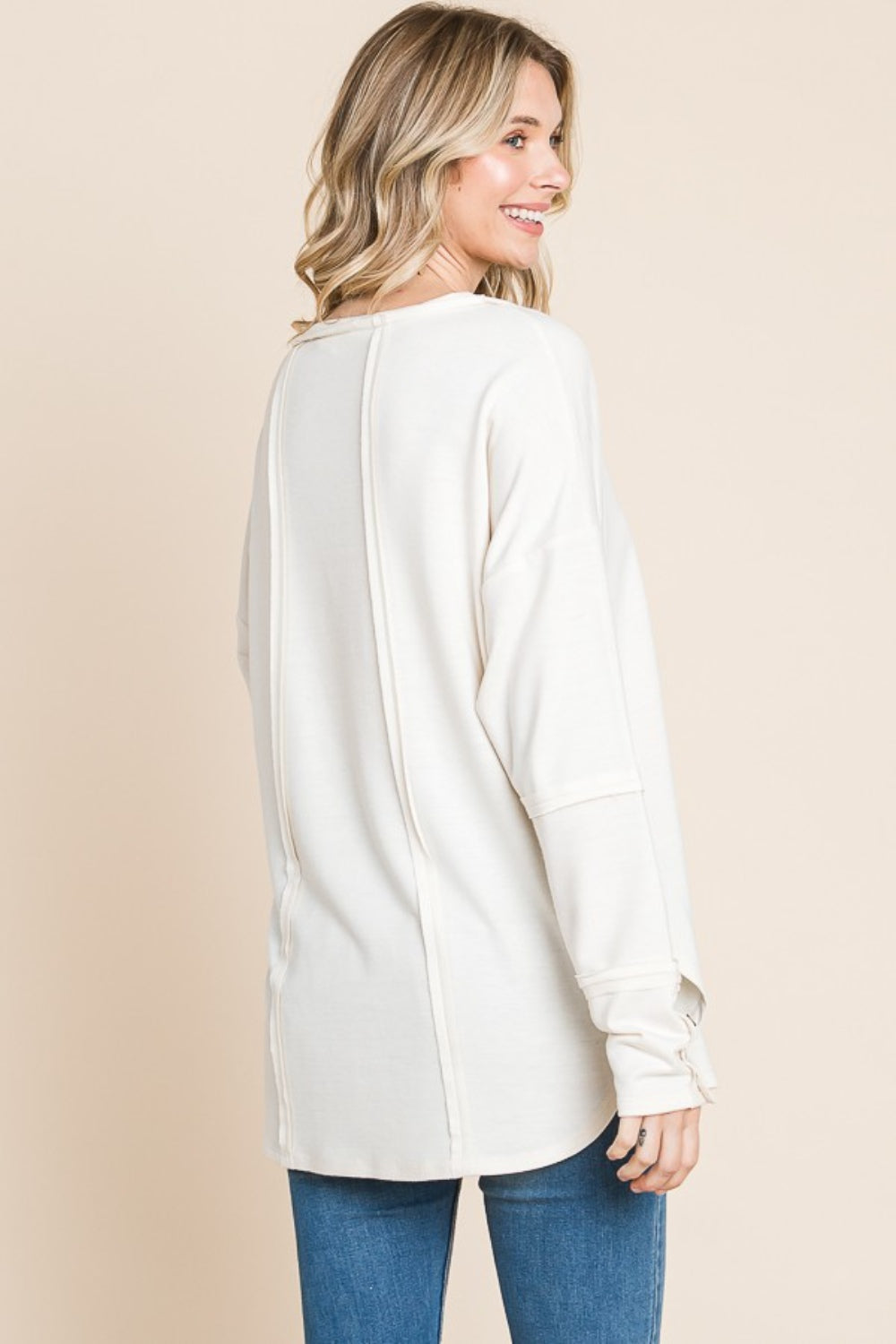 Culture Code Full Size V-Neck Dropped Shoulder Blouse Carauana Store