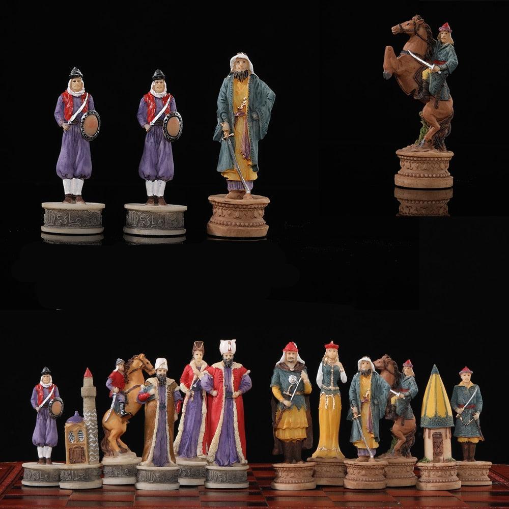 Historical Theme Resin Chess Figures 32 Painted Chess Game Gift Collection